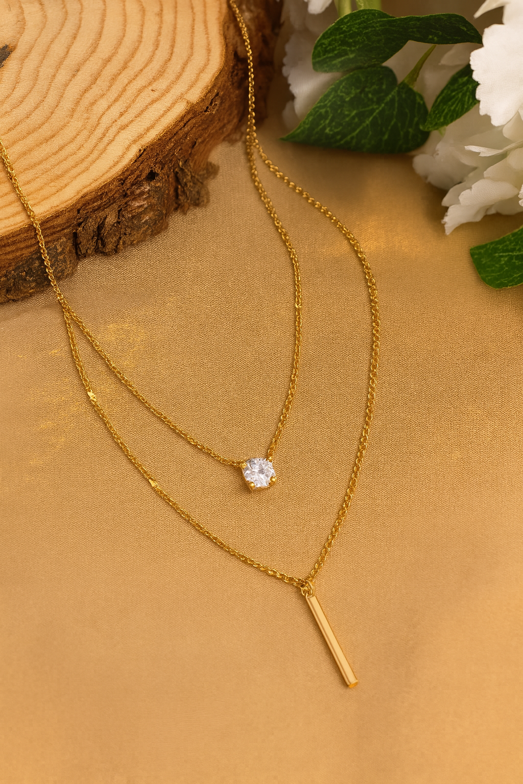 Aurelia Double-Layer Solitaire Necklace