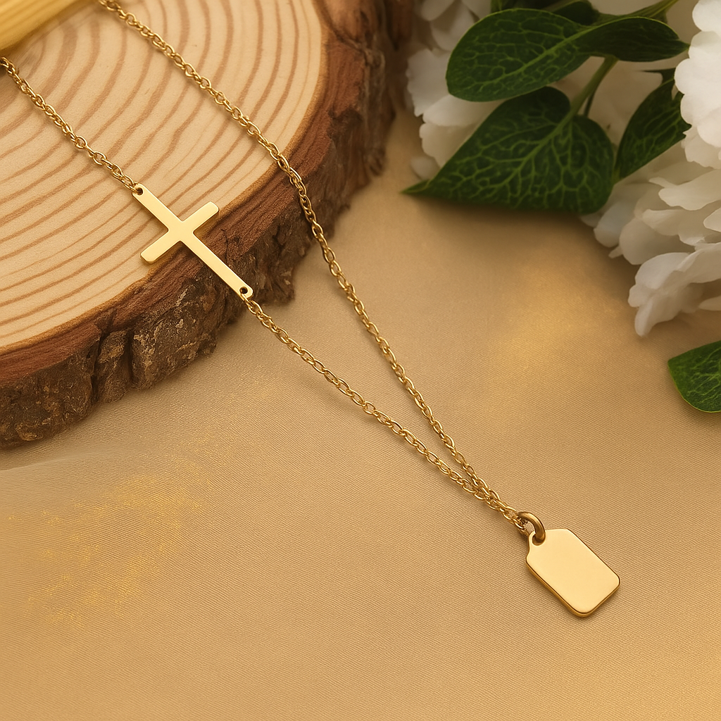 Aurelia Golden Cross Duo Necklace